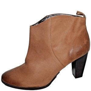 GAP NEW SZ 10 M BROWN GENUINE LEATHER ANKLE BOOTS BOOTIES 3.25" HEELS SHOES